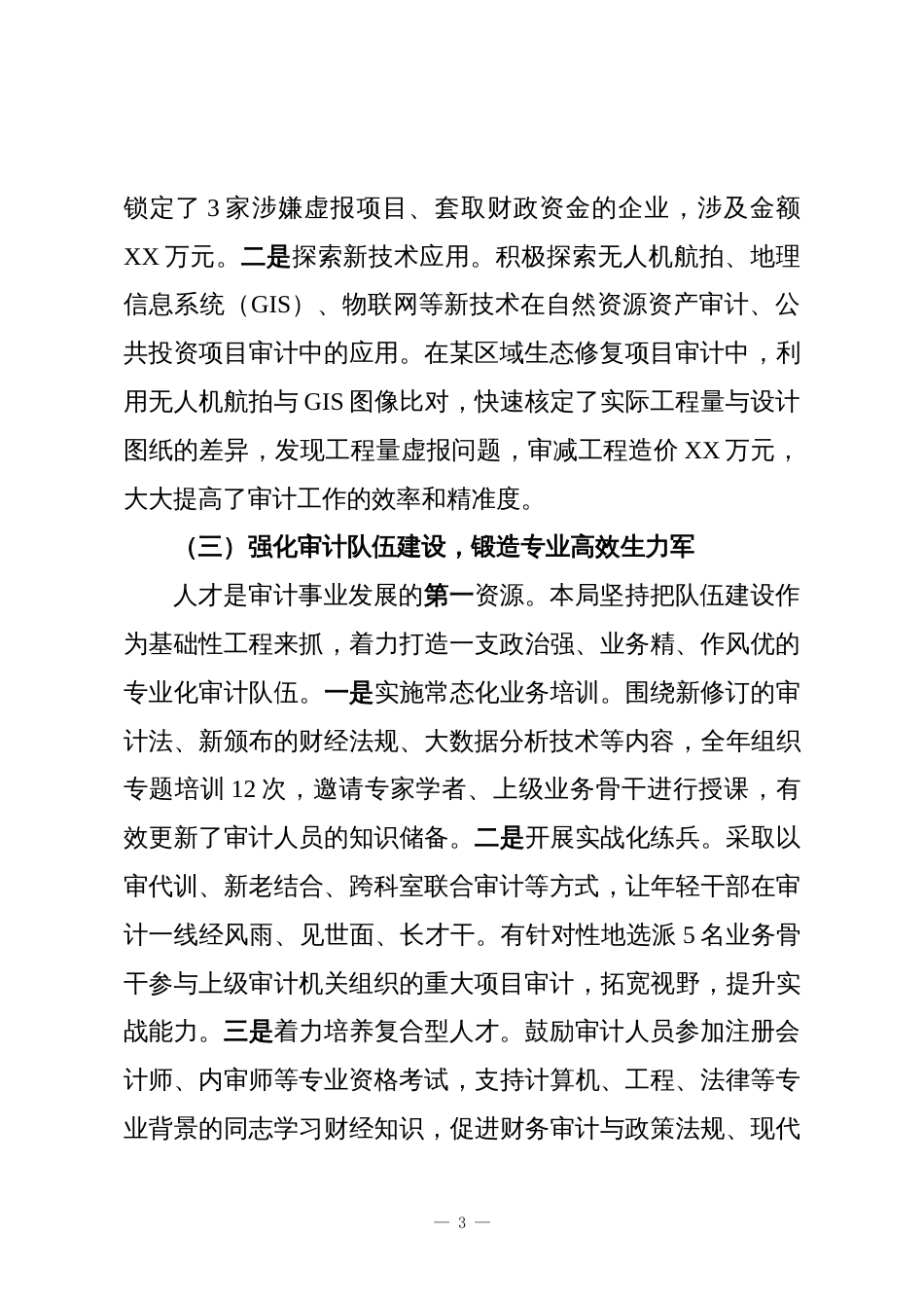 XX市审计局2025年度工作总结报告_第3页