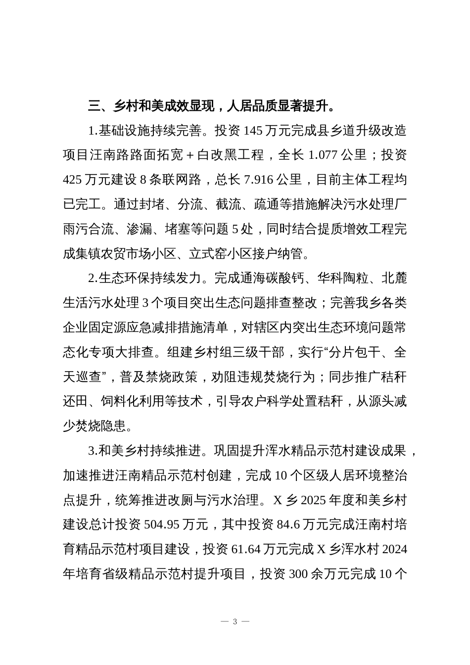 X乡2025年工作总结及2026年工作安排_第3页