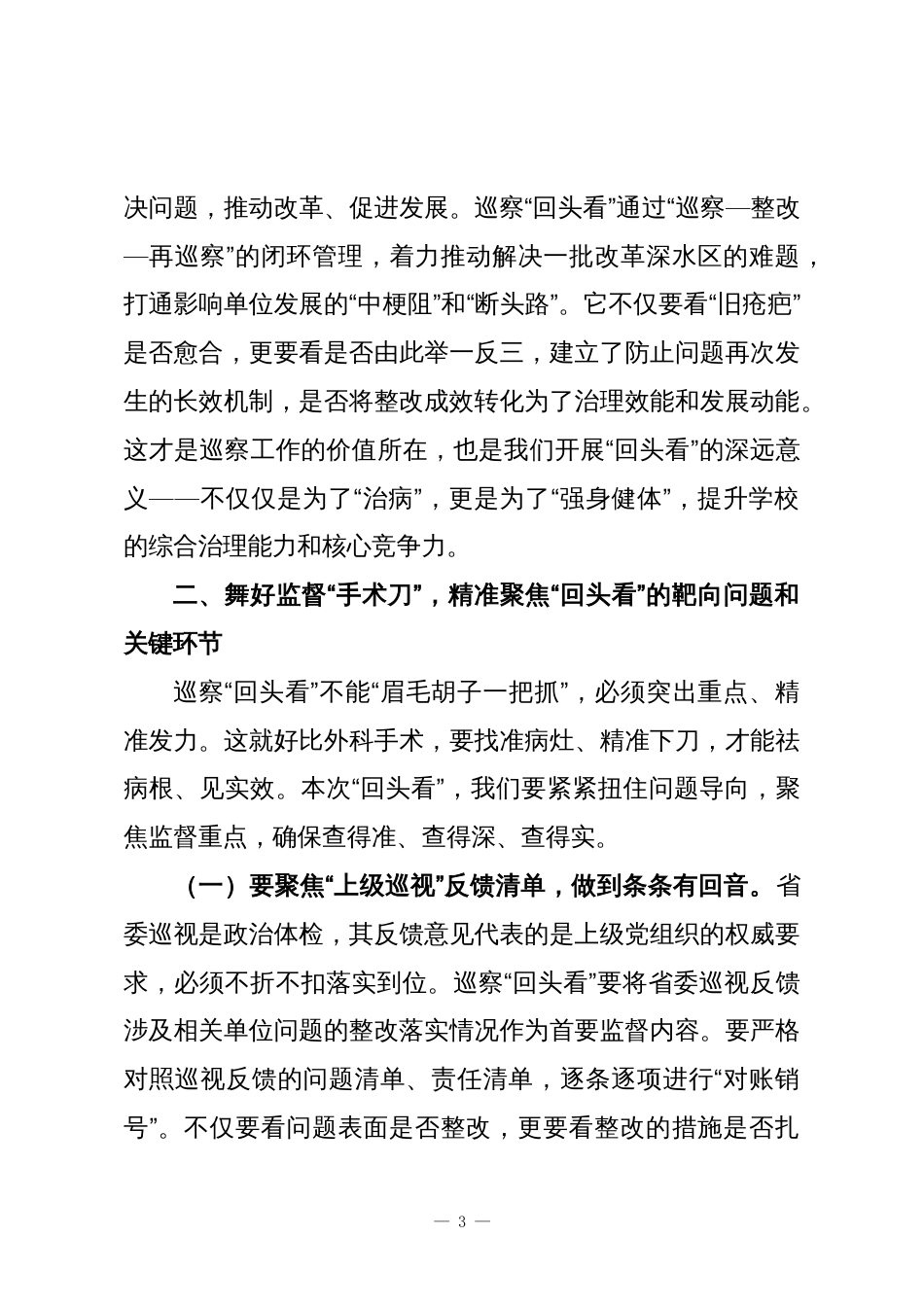党委副书记、巡察工作领导小组副组长在巡察“回头看”动员部署会上的讲话_第3页