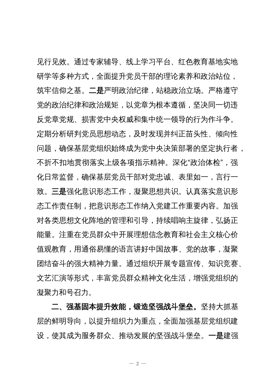 2025年基层党组织书记履行党建工作职责述职评议报告_第2页