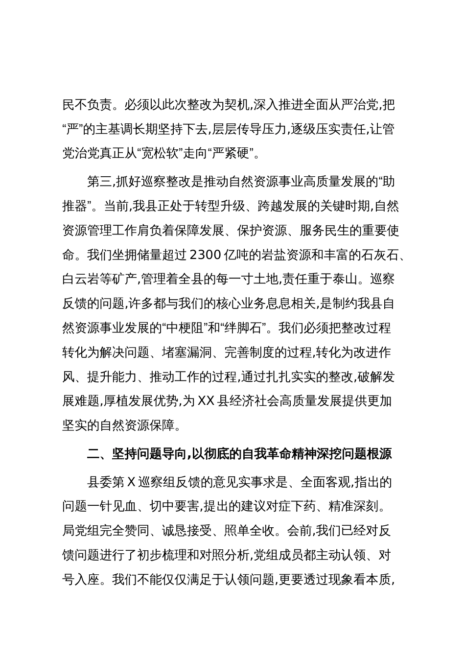 在XX县自然资源局党组关于巡察“回头看”反馈意见整改工作专题会议上的讲话(精品)_第3页
