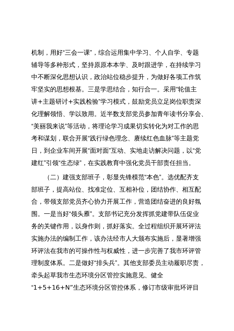 市生态环境局党支部书记抓基层党建工作述职报告_第2页