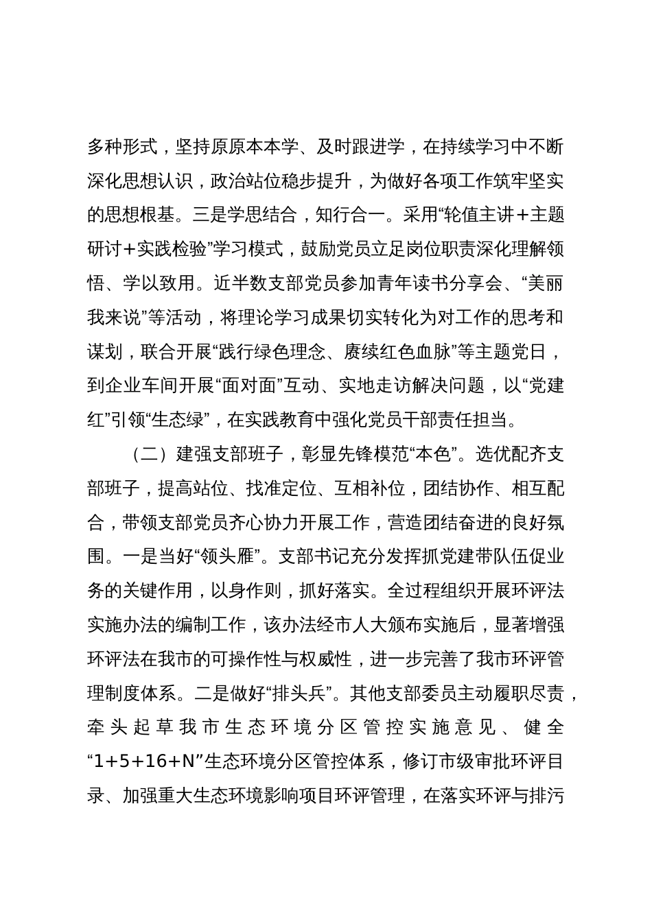 市生态环境局党支部书记2025年前三季度抓基层党建工作述职报告_第2页