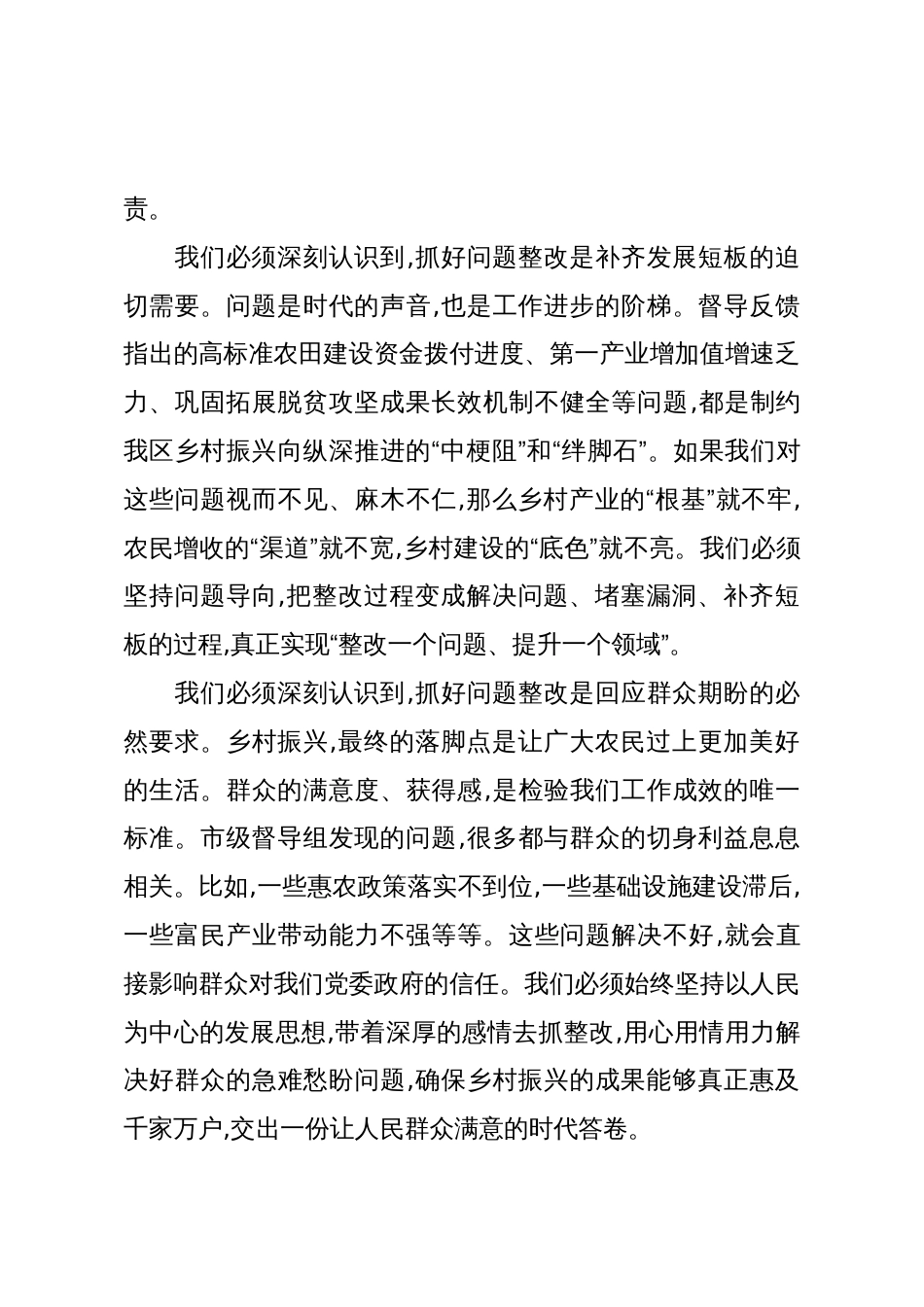 在XX区关于XX市乡村振兴重点工作督导反馈问题整改落实工作会议上的讲话（精品）_第3页