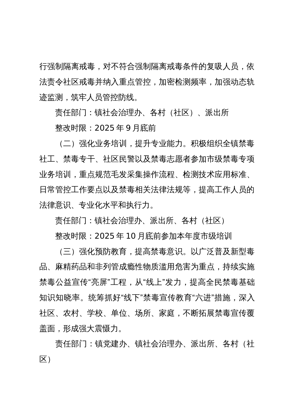 X镇落实市毒委员会禁毒督办单整改工作方案_第3页